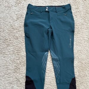 Blue and Black Swim Leggings with Color Block Design